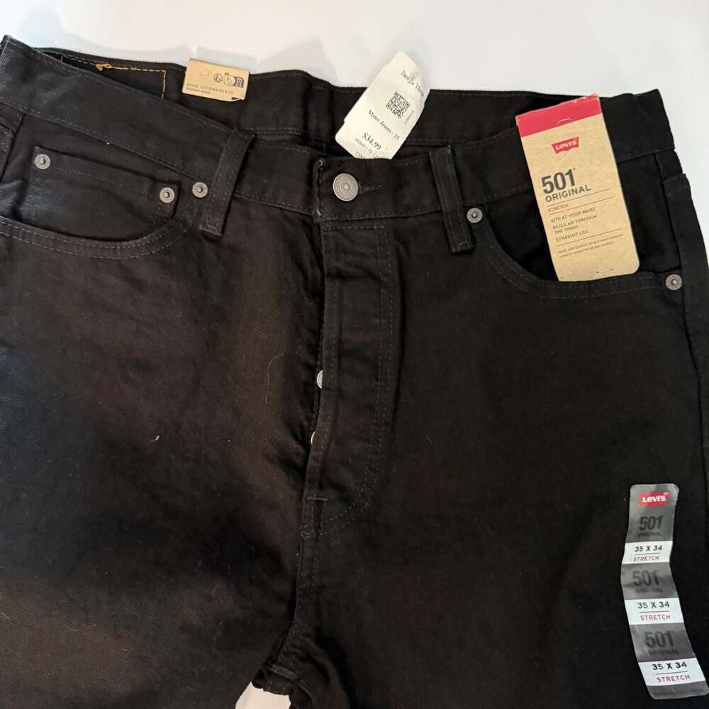 Levi's 501 Original Fit Stretch Jeans Black 35x34